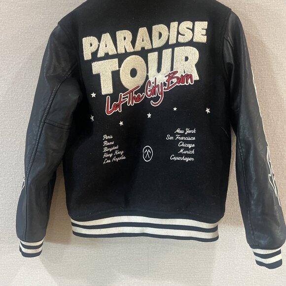 Authentic Jordan Craig Paradise Tour Varsity Jacket Off Black Beige Size 14 - Picture 9 of 12